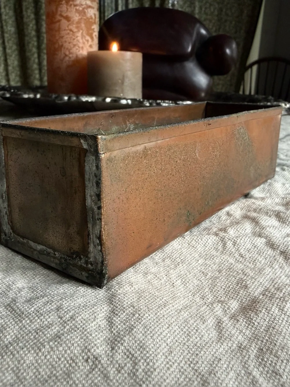 Vintage Copper Rectangular Succulent Planter